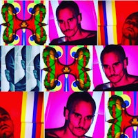 a collage of images of a man with a mustache