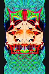 a colorful psychedelic design on a black background